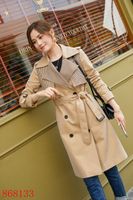 Wholesale NEW ARRIVAL WOMEN FASHION ENGLAND X LONG TRENCH COAT HOT BRAND DESIGNER DOUBLE BREASTED PATCH WORK TRENCH FOR WOMEN B8133F370 SIZE S XXL