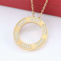 Wholesale 2020 Top Quality Lover Pendant Gold Silver Color Necklace for Women Full drill Necklaces New Design Jewelry Gift with original bag