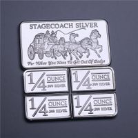 Wholesale 1 oz Silver Clad Plated Bullion Bar Non magnetism American Bars Stagecoach Silver Bar Metal Crafts Collection High quality Silver BaRr