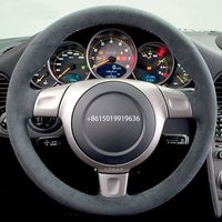 Wholesale DIY Top Black Suede Car Steering Wheel Cover for Porsche turbo