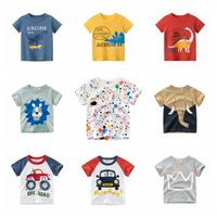 Wholesale Kids T Shirts Cotton Short Sleeve Boys Shirt Cartoon Children Girl Sweatshirt Boat Neck Toddler Tops Summer Kids Clothing Designs DW5875