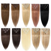 Wholesale Human Hair Clip In Extensions quot quot Clip Ins Remy Human Hair Bundles g g g Machine Made Real Brazilian Natural Hair