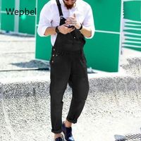 Wholesale Men s Jeans WEPBEL Denim Overalls Fashionable Strap Rompers Ripped Trousers Work Clothes Pants