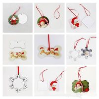 Wholesale 18 Styles Sublimation Mdf Christmas Ornaments Decorations Round Square Shape Decorations Hot Transfer Printing Blank Consumable FY4266