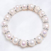 Wholesale 10PCS White Pearl Bracelets Crystal Spacer Beads Jewelry DIY Clay Zircon Ball Elasticity Jewelry Gift