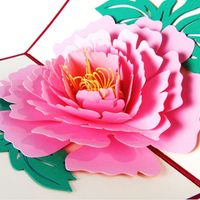 Wholesale 3D Pop Up Greeting Cards Peony Birthday Valentine Mother s Day Christmas Thanks Postcard Gift New Drop ship