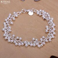 Wholesale Bangle KITEAL Silver Plated Unisex Bangles cm Chain Sand Light Grape Beads Small Ball Bracelet Men Jewelry
