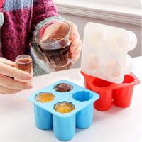 Wholesale Creative Four Holes Ice Mold Big Reusable Cube Tray Jelly Fruit Candy Ice Cups Summer DIY Bar Kitchen Cold Drink Ice Cube Tray VT1509