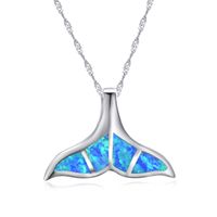 Wholesale Blue Fire Opal Whale Tail Pendant In Sterling Silver Sea Life Jewelry For Womens Neckalce Gift