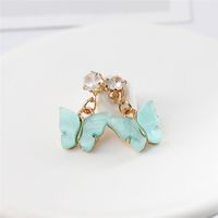 Wholesale Stud Earrings Cubic Zirconia Stud Earrings Colorful Acrylic Butterfly Earrings for Women Korean Lady Jewelry