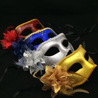 Wholesale Women Sexy Mask Half Face Mask Masquerade Masks with Flower Feather Costume Masks Halloween Costume Cosplay Masks YFA2515
