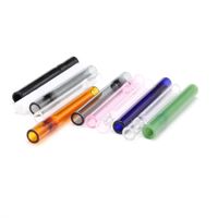 Wholesale colroful thick pyrex inch One Hitter Bat Cigarette Holder Glass Steamroller Pipe filters for tobacco dry herb oil burner hand pipes free sh