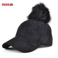 Wholesale Ball Caps Women Faux Fur Pompom Baseball Suede Adjustable Cap Hip Hop Hat Fashion Style Gorros Para El Sol