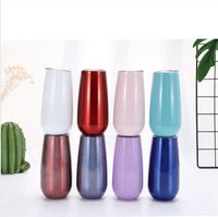 Wholesale 8oz Stainless Steel Cup With Lid Double Layers Vacuum Ice Warm Hold Big Belly Water Bottle U Shaped Egg Cup Beer Red Wine Mug LJJP384