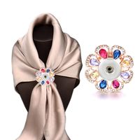 Wholesale New Interchangeable Rhinestone Flower Brooch Fit mm Snap Button Scarf Buckle Scarf Clips For Women Jewelry Gift