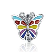Wholesale Colorful Enamel Cute Butterfly Charm Bead Fit Charm Pandora Girls Bracelet Real Sterling Silver