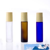 Wholesale Frosted Black Clear Blue Amber ml Metal Roller Perfume Bottles For Essential Oils Rolling OZ Roll on Glass Perfume Vials