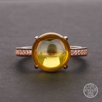 Wholesale Rose Gold Natural Citrine Gemstone Ring for Women in Sterling Silver Yellow Citrine Ring Wedding Engagement Size