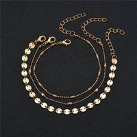 Wholesale Multi layer Gold coins beads anklet chain women Summer beach Wrap Foot Chain Foot Bracelet fashion jewelry will and sandy gift