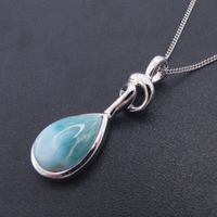 Wholesale Pearl Natural Larimar Pendant Sterling Silver Jewelry Womem Pendant Charm Fine Jewelry without chain