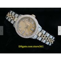 Wholesale 20 style Casual Dress Mechanical Automatic mm Ladies K Gold Steel Watch Champagne Diamond Dial Bezel