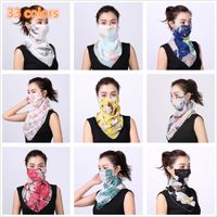 Wholesale Sunscreen Veil Women Silk Scarf New Neck Protector Cover Face Mask Thin Riding UV Protection Ear Mask