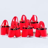 Wholesale Santa Pants Style Christmas Decorations Gift Bags Candy Bags Christmas Presents Basket Candy Tote Bags For Party Home Decor