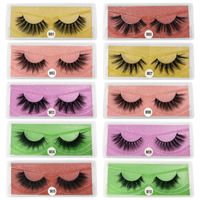 Wholesale 3D False Eyelashes pair D Mink Lashes Natural Mink Eyelashes Colorful Card Makeup False In Bulk Pair