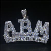 Wholesale Hip Hop Iced Out Diamond Letter ABM Pendant Gold Silver Plated Micro Paved Cubic Zircon Mens Hip Hop Jewelry Gift