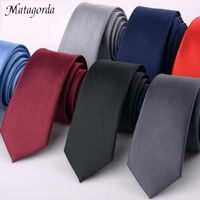 Wholesale Luxury Needles cm Solid Color Skinny Tie Man Formal Dress ACC Silk Tie Wedding Business Necktie Black Red Slim Gravata