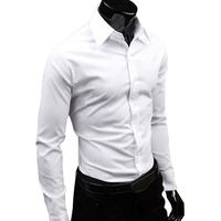 Wholesale Men s Dress Shirts Mens Business Shirt Gentleman Wild Top M XL Slim Cotton Plus Size Pure Color Long Sleeve Fashion
