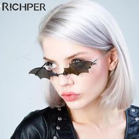 Wholesale Sunglasses RICHPER Fashion Bat Shape Woman Unique Brand Designer Sun Glasses For Women Shades Ladies Eyewear UV400