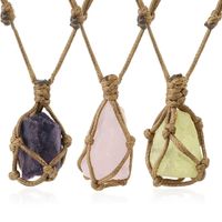 Wholesale Natural Stone Rope Wrap Necklace Irregular Crystal Quartz Healing Pendant Necklaces Adjustable Women Men Retro Jewelry