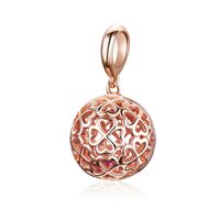 Wholesale Rose Gold plated Clover hollow ball Dangle Charms For Girls Sterling Siver Charm Pendant Jewelry Gifts