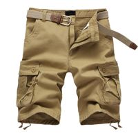 Wholesale 2020 Summer Men s Baggy Multi Pocket Military Cargo Shorts Male Cotton Khaki Mens Tactical Shorts Short Pants No Belt Y200901