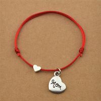 Wholesale 20pcs New Family Party Gifts Heart Charm Mom Daughter Dad Son Grandma Grandpa Uncle Aunt Sister Pendant Red Black Cord Rope Bracelets