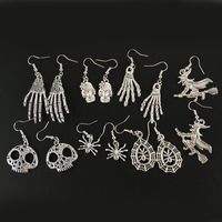 Wholesale 11 Styles Halloween Silver Plated Earrings for Women Girls Gift Spider Skull Palm Drop Earrings Jewelry Halloween Earrings Accessories