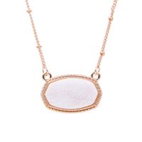 Wholesale Rose Gold Plated Inspired Jewelry Druzy Drusy Pendant Pink Yellow Blue Resin Handmade Necklaces Christmas party birthday gift for women