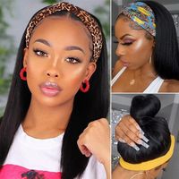 Wholesale Allove Yaki Straight None Lace Wigs Kinky Curly Wig Loose Deep Water Body Wave Human Hair Wigs with Headbands for Black Women