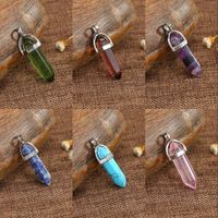 Wholesale Fashion Healing Crystals Pendant Hexagonal Column Pendants Natural Stone Agate Necklace Accessary Colorful Artificial Production lg c2