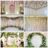 Wholesale Background Material Laeacco Wedding Flower Backdrops Pography Pink Rose Po Wall Stage Tassel Portrait Pocall Studio