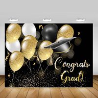 Wholesale Background Material Congrats Grad Themed Party Selfie Backdrop Graduation Class Of Banner Glitter Rose Gold Balloons Pographic