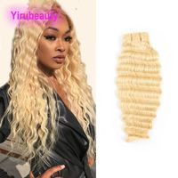 Wholesale Peruvian Human Hair Color Virgin Hair Extensions Blonde Deep Wave Bundles Double Wefts One Piece Single Bundle inch