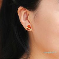 Wholesale Hot Sale Lotus Fun Real Sterling Silver Natural Amber Handmade Fine Jewelry K Gold Cute Dragonfly Stud Earrings for Women