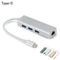 Wholesale 3Ports USB HUB Type C to Ethernet LAN RJ45 Cable Adapter Network Card Gigabit MB High Speed Data Transfer for Macbook