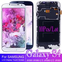Wholesale 10 TFT I9500 LCD For Samsung galaxy S4 GT i9500 i9505 LCD Display Touch Screen with Digitizer assembly with frame