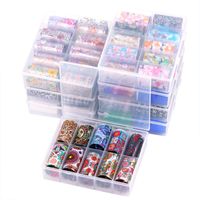 Wholesale Mix Patterns Holographic Transfer Foil Nail Art Stickers Adhesive DIY Water Decals Set Paper Nails Manicure Decoration cm Rolls box