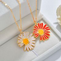 Wholesale New Fashion Creativity Design White Red Enameled Sunflower Pendant Necklace for Sale