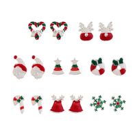Wholesale Christmas Earrings Sterling Silver Snowman Snowflake Bell Heart Glaze Fine Jewelry Charms Gifts For Women Cute Stud Earrings