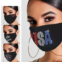 Wholesale Fashion Bling Bling Dustproof Diamond Protective Mask PM2 Mouth Masks Washable Reusable USA flag D Crown Colorful Rhinestones Face Mask